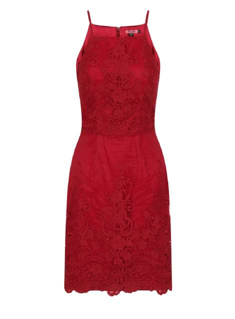 **Chi Chi London Red Embroidered Bodycon Dress